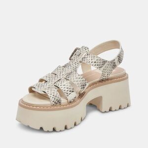 Dolce Vita Latice Sandals Grey White Embossed Leather